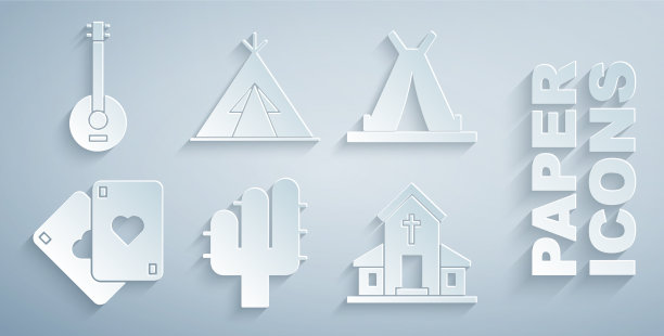 设置仙人掌印第安人的帐篷或棚屋打牌图片下载