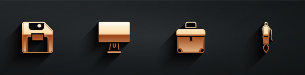 设置软盘、电脑显示器、公文包和图片下载