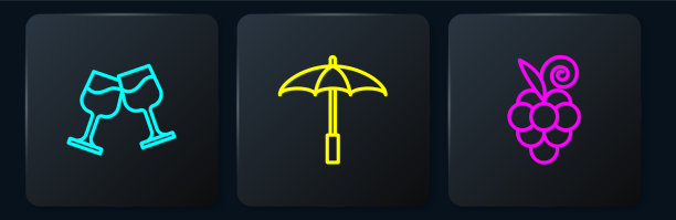 设置行酒、玻璃、葡萄果和雨伞图片下载