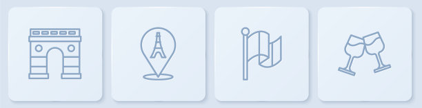 设线凯旋门旗法国埃菲尔铁塔图片下载