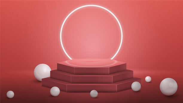 粉色六角形裙座，有逼真的球体和图片下载