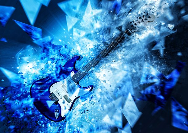 抽象的吉他插图图片下载