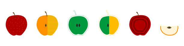抽象的苹果收集。水果集合矢量插图。时尚的艺术。创新食品的概念。图片下载