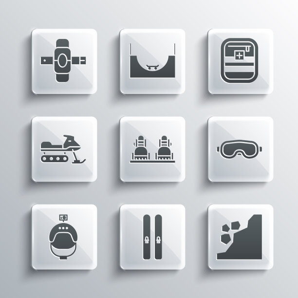 设置滑雪板和粘滑坡护目镜滑雪板图片下载