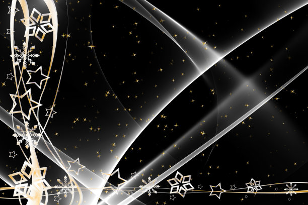圣诞快乐背景抽象的星星单色白色银色金色黑色亮黑色带线条和波浪圣诞快乐图片下载