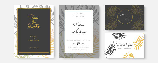 抽象艺术背景向量。豪华邀请卡背景与黄金线艺术花和植物叶，有机形状，水彩。矢量婚礼邀请设计和vip封面模板图片下载