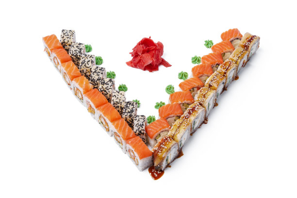特写图像的寿司卷孤立在白色背景图片下载