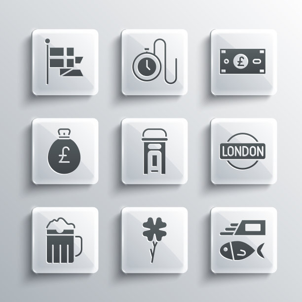 设四叶三叶草炸鱼薯条伦敦标志图片下载