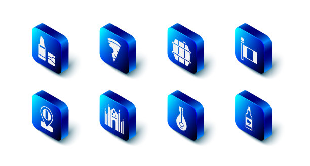 设置切片披萨桶葡萄酒旗帜意大利图片下载