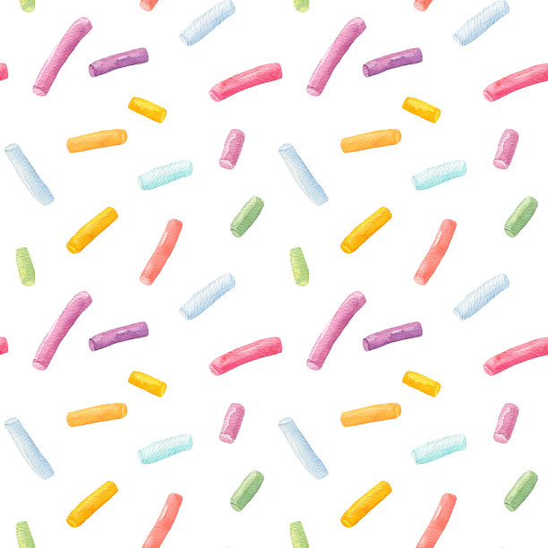 水彩无缝模式与许多装饰洒水孤立在白色背景。图片下载