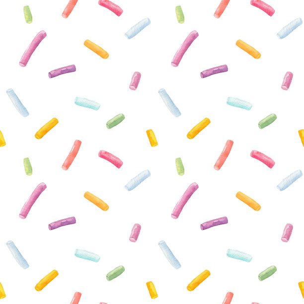 水彩无缝模式与许多装饰洒水孤立在白色背景。图片下载