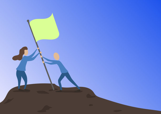 男人和女人画画，站着竖起旗子图片下载