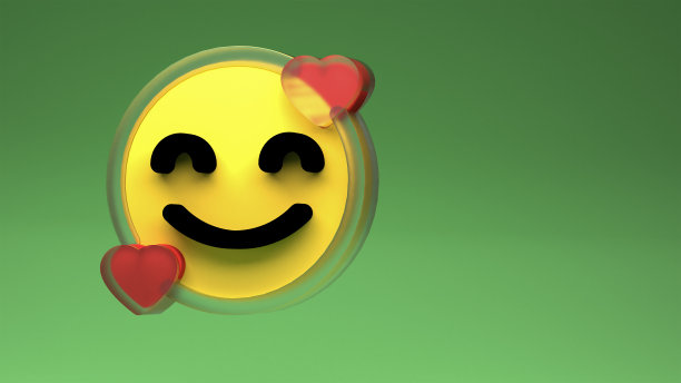 坠入爱河的表情符号被孤立在白色背景上。三维演示图片下载