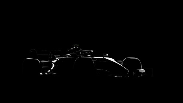 通用赛车(赛车)原型，逼真的渲染，黑色上的剪影图片下载