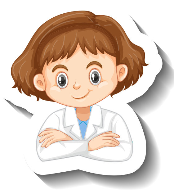 卡通人物贴纸上有个科学女孩图片下载