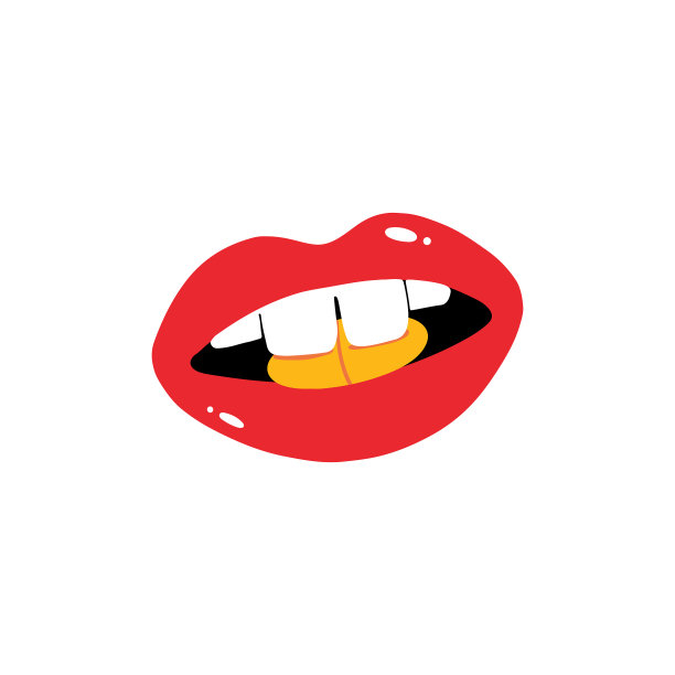 红色的女人的嘴唇张开着黄色的药丸图片下载