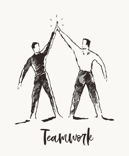 素描伙伴关系团队合作生意交易图片下载