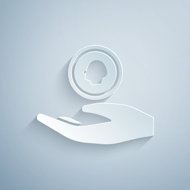 剪纸手握硬币图标孤立上图片下载