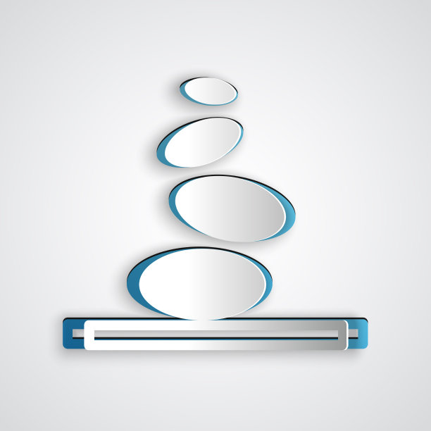 剪纸堆热石头图标孤立在灰色图片下载