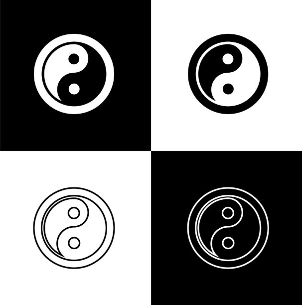 设置阴阳象征和谐与平衡的图标图片下载