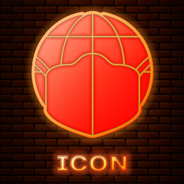 发光的霓虹灯地球与医疗面具图标图片下载