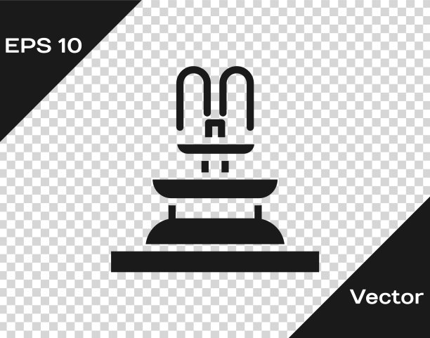 黑色喷泉图标隔离透明图片下载