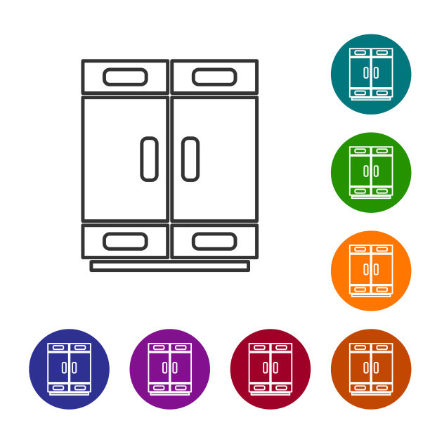 黑线衣柜图标孤立在白色上图片下载