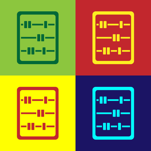 波普艺术算盘图标孤立的颜色背景图片下载