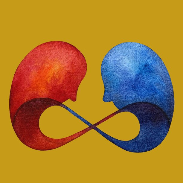 水彩画插图情侣相爱图片下载