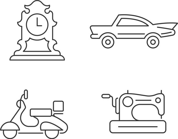 复古收集线性图标集图片下载