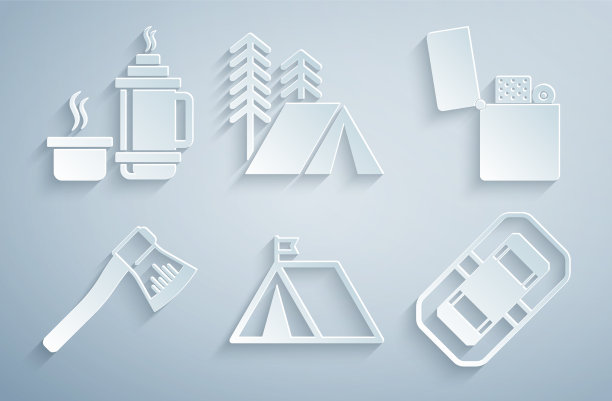 用打旗器木斧搭建旅游帐篷图片下载