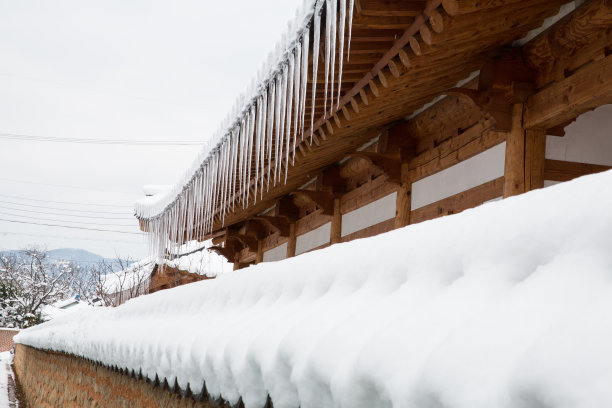 神屋悬挂在传统韩屋的屋檐上图片下载