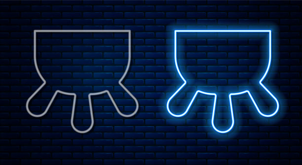 发光的霓虹灯线乳腺图标孤立在砖图片下载