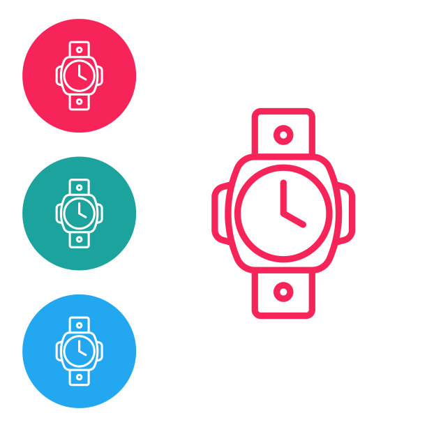 红线潜水表图标隔离在白色上图片下载