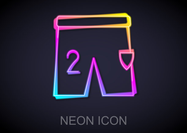 发光的霓虹灯线短裤足球图标图片下载