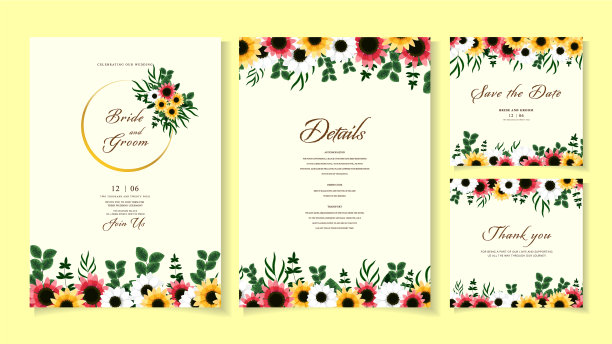 乡村婚礼邀请花邀请谢谢图片下载