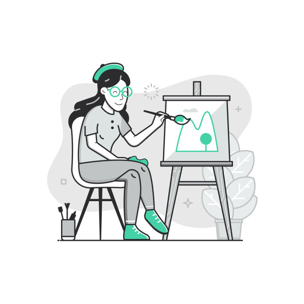 艺术家女孩与帆布在空气图片下载