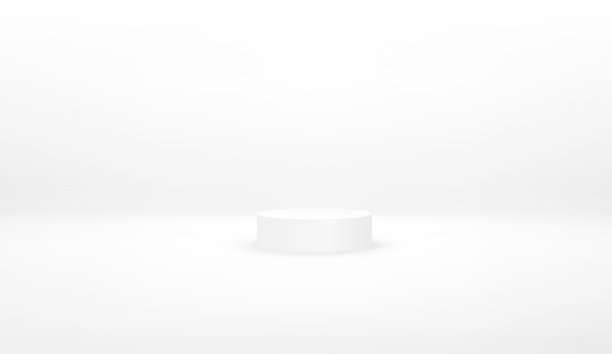 白色的讲台。基座。现场。矢量插图。抽象的背景。白色圆柱体，白色表面，白色背景图片下载