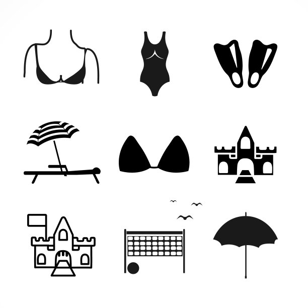 海滩图标设置潜水鳍沙堡图片下载