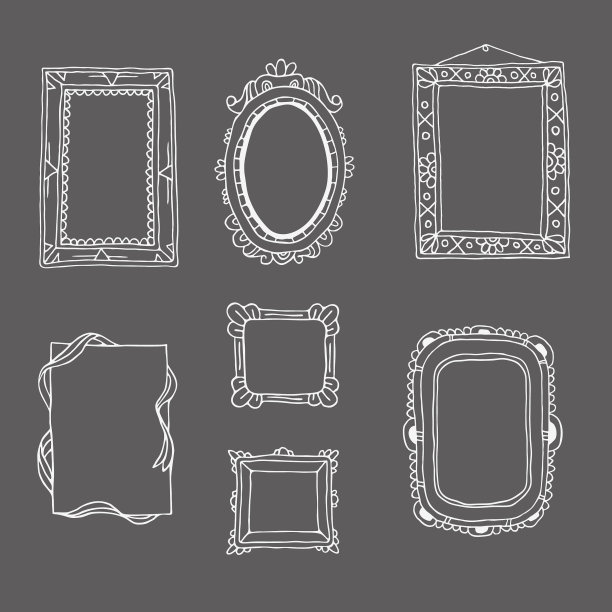 古董相框涂鸦风格手绘图片下载