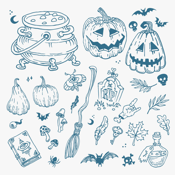 万圣节涂鸦为万圣节设置装饰图片下载