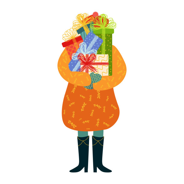 一个年轻的女人买东西，拿礼物图片下载