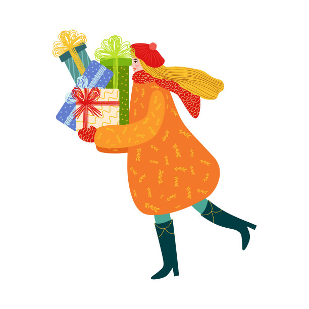 一个年轻的女人买东西，拿礼物图片下载