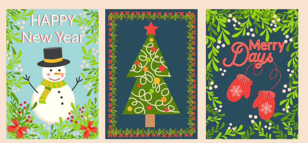 圣诞节和新年快乐是时尚的模板图片下载