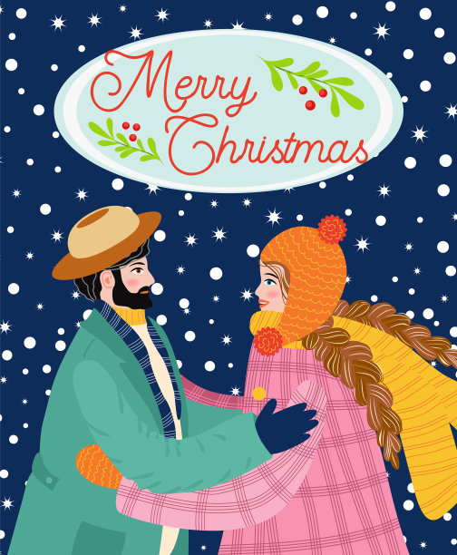 圣诞和新年快乐时尚复古风格图片下载