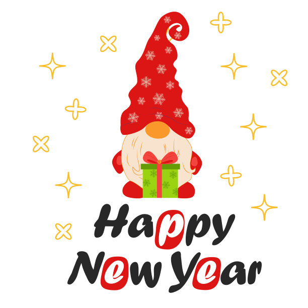 圣诞卡与地精平面设计卡图片下载