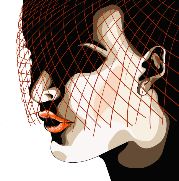 用面纱勾勒出女人的脸图片下载