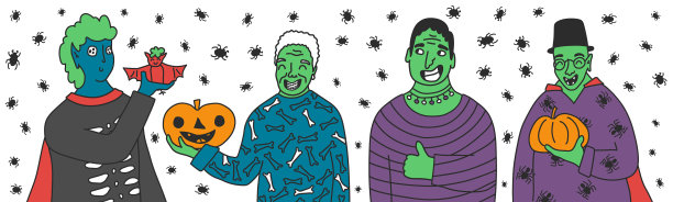 群万圣节派对绿色和蓝色皮肤图片下载