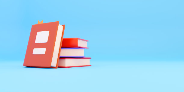 书堆书皮五颜六色的教科书书签。学校学习信息内容学习图标概念。3d渲染隔离在白色背景上图片下载