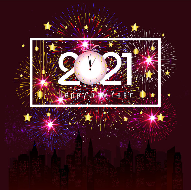 烟花绽放，2022年新年快乐图片下载